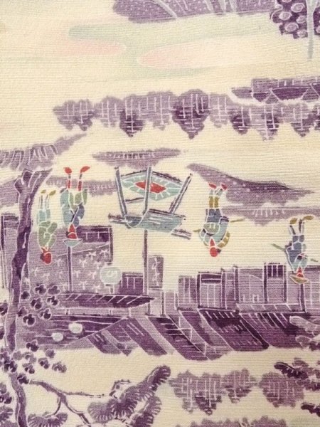 画像7: N0409Z  女性用 小紋  シルク（正絹）   アイボリー, 松/松葉 【中古】 【USED】 【リサイクル】 ★★★☆☆ (7)