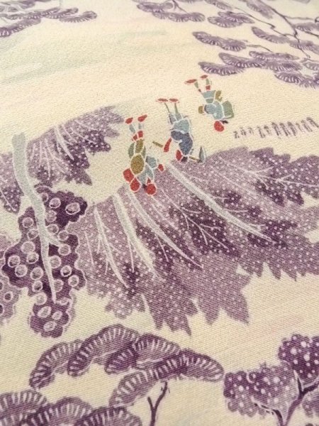 画像8: N0409Z  女性用 小紋  シルク（正絹）   アイボリー, 松/松葉 【中古】 【USED】 【リサイクル】 ★★★☆☆ (8)