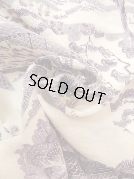 画像12: N0409Z  女性用 小紋  シルク（正絹）   アイボリー, 松/松葉 【中古】 【USED】 【リサイクル】 ★★★☆☆ (12)