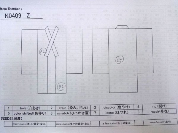 画像13: N0409Z  女性用 小紋  シルク（正絹）   アイボリー, 松/松葉 【中古】 【USED】 【リサイクル】 ★★★☆☆ (13)