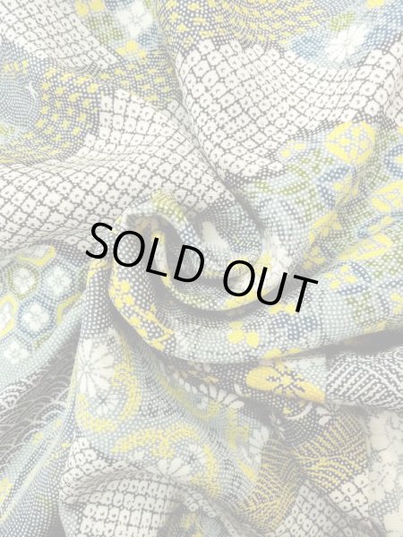 画像13: N0410C  女性用 小紋  シルク（正絹）   マルチカラー, 花丸文 【中古】 【USED】 【リサイクル】 ★★★☆☆ (13)