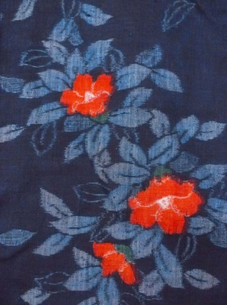 画像3: N0430C Mint  女性用 紬  シルク(正絹)   藍, 椿 【中古】 【USED】 【リサイクル】 ★★★★☆ (3)