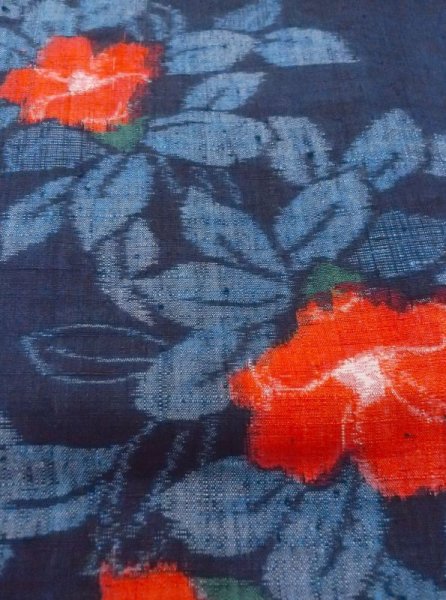 画像8: N0430C Mint  女性用 紬  シルク(正絹)   藍, 椿 【中古】 【USED】 【リサイクル】 ★★★★☆ (8)