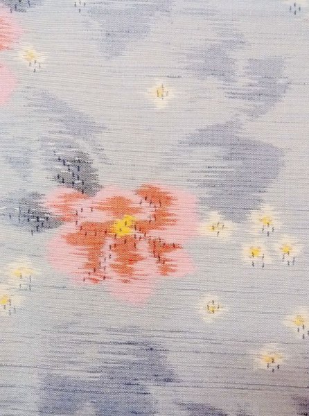 画像5: N0430D Mint  女性用 紬  シルク(正絹)  薄い 灰色, 花 【中古】 【USED】 【リサイクル】 ★★★★☆ (5)