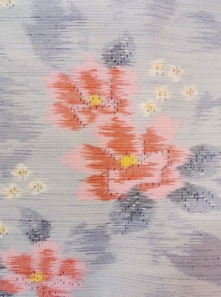 画像6: N0430D Mint  女性用 紬  シルク(正絹)  薄い 灰色, 花 【中古】 【USED】 【リサイクル】 ★★★★☆ (6)