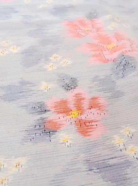 画像8: N0430D Mint  女性用 紬  シルク(正絹)  薄い 灰色, 花 【中古】 【USED】 【リサイクル】 ★★★★☆ (8)