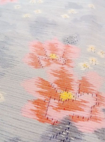 画像10: N0430D Mint  女性用 紬  シルク(正絹)  薄い 灰色, 花 【中古】 【USED】 【リサイクル】 ★★★★☆ (10)