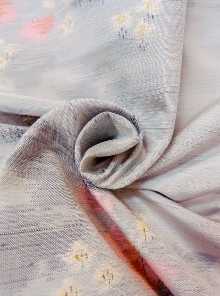 画像11: N0430D Mint  女性用 紬  シルク(正絹)  薄い 灰色, 花 【中古】 【USED】 【リサイクル】 ★★★★☆ (11)