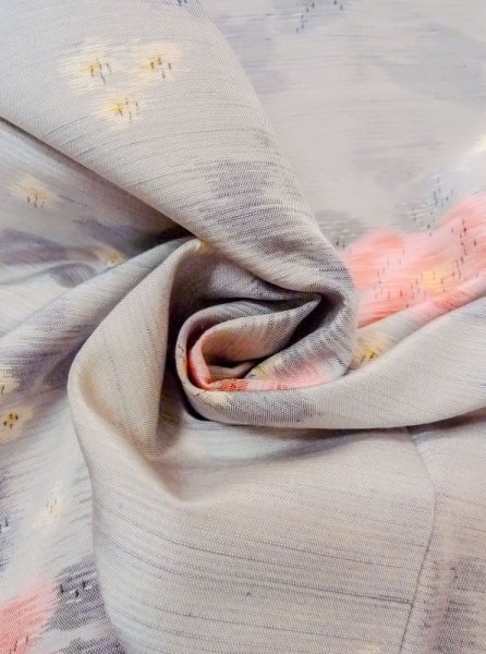 画像12: N0430D Mint  女性用 紬  シルク(正絹)  薄い 灰色, 花 【中古】 【USED】 【リサイクル】 ★★★★☆ (12)