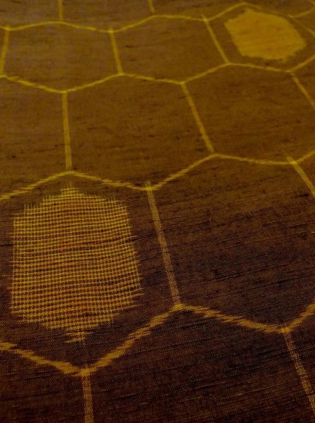 画像10: N0430E  女性用 紬  シルク(正絹)   茶色, 亀甲 【中古】 【USED】 【リサイクル】 ★★★☆☆ (10)