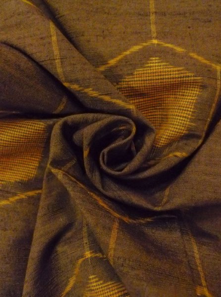 画像12: N0430E  女性用 紬  シルク(正絹)   茶色, 亀甲 【中古】 【USED】 【リサイクル】 ★★★☆☆ (12)