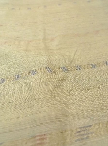 画像9: N0430F Mint  女性用 紬  シルク(正絹)  灰色がかった 黄緑色, 縞 【中古】 【USED】 【リサイクル】 ★★★★☆ (9)