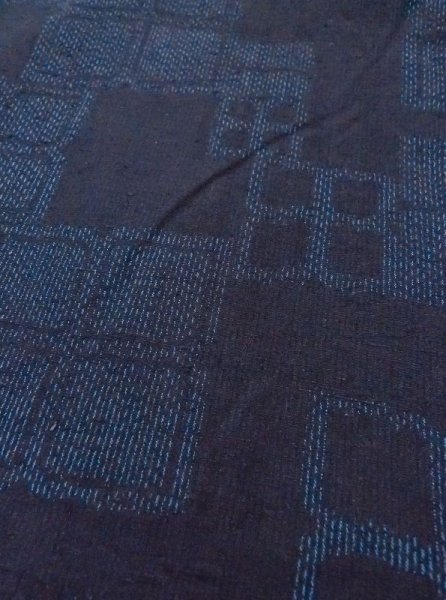 画像8: N0430G Mint  女性用 紬  シルク(正絹)   藍, 四角 【中古】 【USED】 【リサイクル】 ★★★★☆ (8)