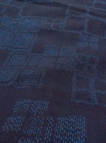 画像10: N0430G Mint  女性用 紬  シルク(正絹)   藍, 四角 【中古】 【USED】 【リサイクル】 ★★★★☆ (10)