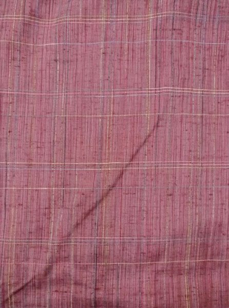 画像3: N0430H  女性用 紬  シルク(正絹)  薄い 赤色, チェック柄 【中古】 【USED】 【リサイクル】 ★★☆☆☆ (3)