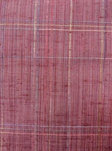 画像5: N0430H  女性用 紬  シルク(正絹)  薄い 赤色, チェック柄 【中古】 【USED】 【リサイクル】 ★★☆☆☆ (5)