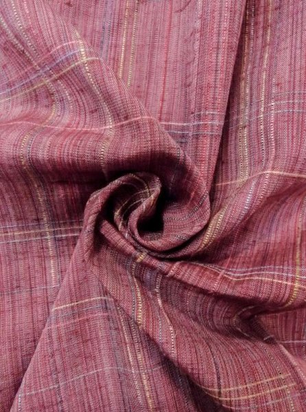 画像11: N0430H  女性用 紬  シルク(正絹)  薄い 赤色, チェック柄 【中古】 【USED】 【リサイクル】 ★★☆☆☆ (11)