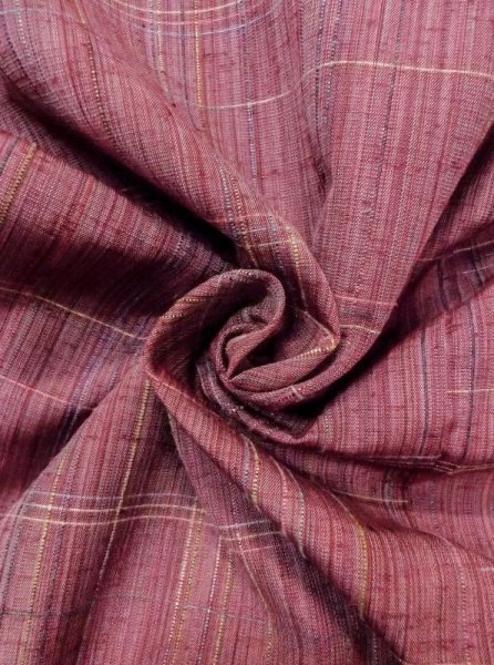 画像12: N0430H  女性用 紬  シルク(正絹)  薄い 赤色, チェック柄 【中古】 【USED】 【リサイクル】 ★★☆☆☆ (12)