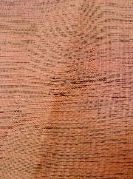 画像5: N0430J  女性用 紬  シルク(正絹) 淡い 灰色がかった 橙色, 葉 【中古】 【USED】 【リサイクル】 ★★★☆☆ (5)