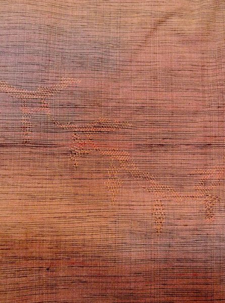 画像7: N0430J  女性用 紬  シルク(正絹) 淡い 灰色がかった 橙色, 葉 【中古】 【USED】 【リサイクル】 ★★★☆☆ (7)