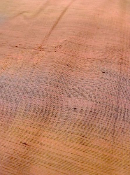 画像8: N0430J  女性用 紬  シルク(正絹) 淡い 灰色がかった 橙色, 葉 【中古】 【USED】 【リサイクル】 ★★★☆☆ (8)