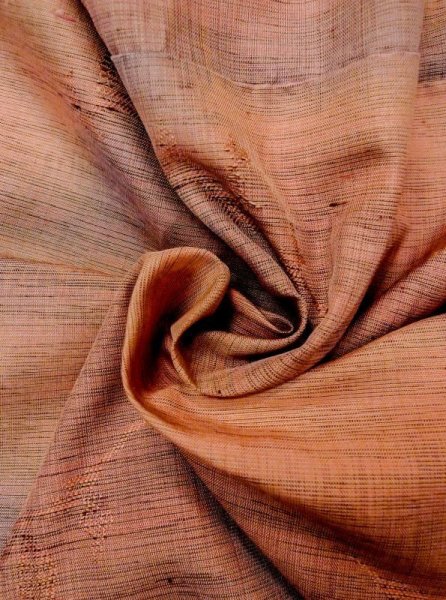 画像11: N0430J  女性用 紬  シルク(正絹) 淡い 灰色がかった 橙色, 葉 【中古】 【USED】 【リサイクル】 ★★★☆☆ (11)