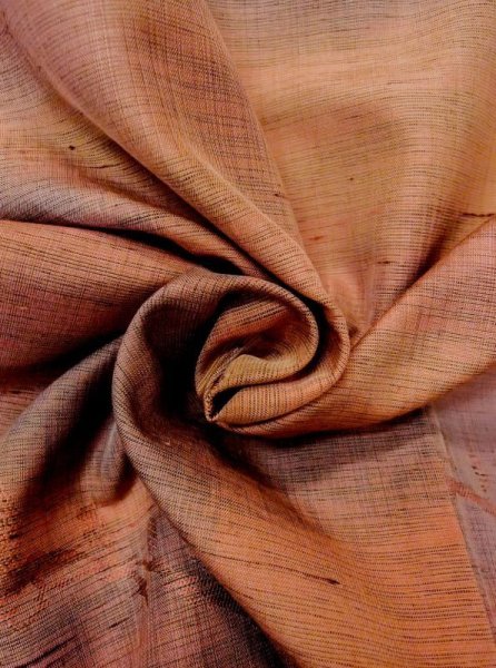 画像12: N0430J  女性用 紬  シルク(正絹) 淡い 灰色がかった 橙色, 葉 【中古】 【USED】 【リサイクル】 ★★★☆☆ (12)