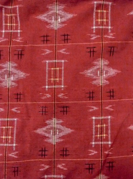 画像3: N0430K  女性用 紬  シルク(正絹)   赤色, 松皮菱 【中古】 【USED】 【リサイクル】 ★★★☆☆ (3)