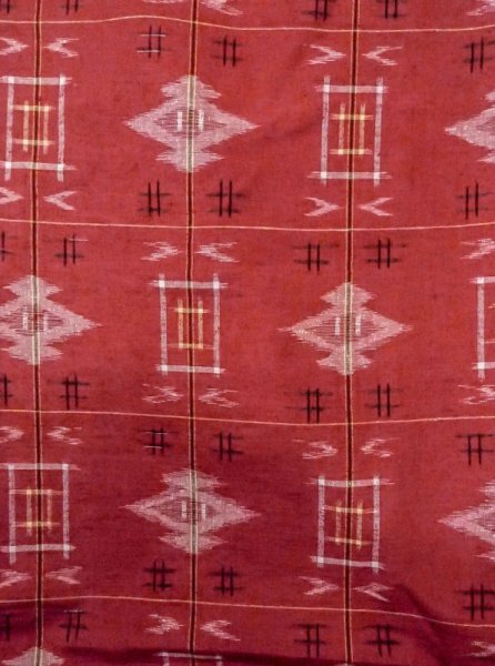 画像4: N0430K  女性用 紬  シルク(正絹)   赤色, 松皮菱 【中古】 【USED】 【リサイクル】 ★★★☆☆ (4)