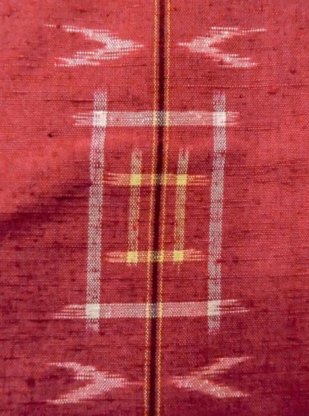 画像6: N0430K  女性用 紬  シルク(正絹)   赤色, 松皮菱 【中古】 【USED】 【リサイクル】 ★★★☆☆ (6)