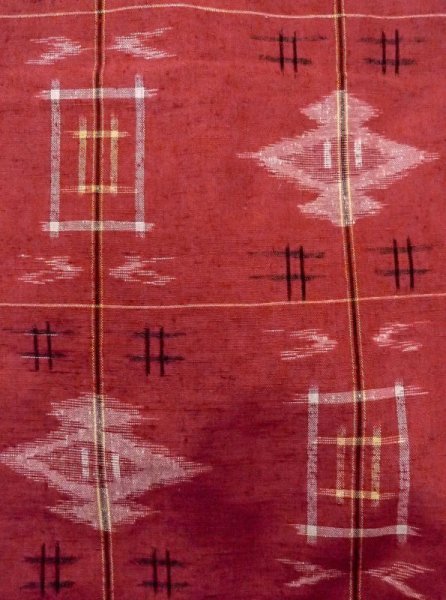 画像7: N0430K  女性用 紬  シルク(正絹)   赤色, 松皮菱 【中古】 【USED】 【リサイクル】 ★★★☆☆ (7)