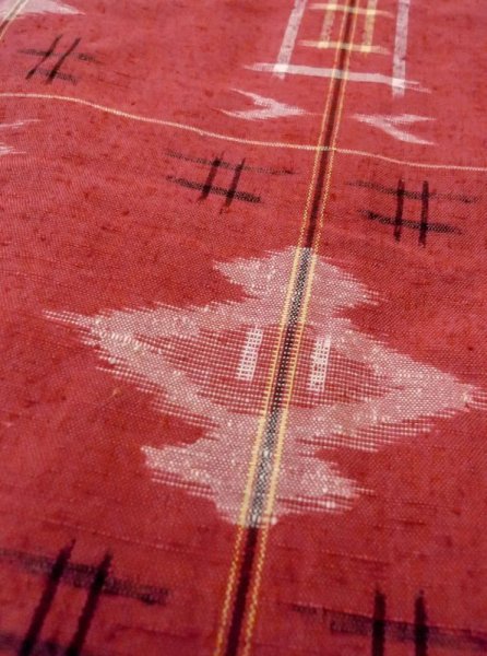 画像9: N0430K  女性用 紬  シルク(正絹)   赤色, 松皮菱 【中古】 【USED】 【リサイクル】 ★★★☆☆ (9)