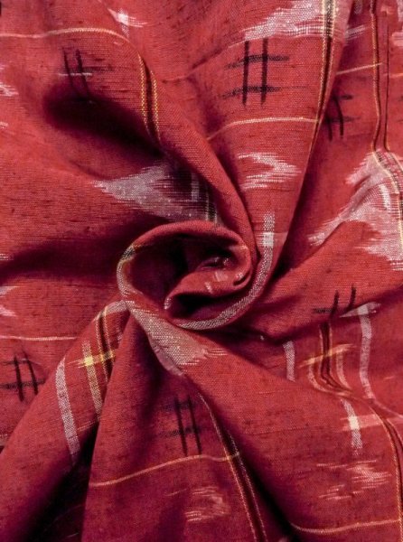 画像11: N0430K  女性用 紬  シルク(正絹)   赤色, 松皮菱 【中古】 【USED】 【リサイクル】 ★★★☆☆ (11)