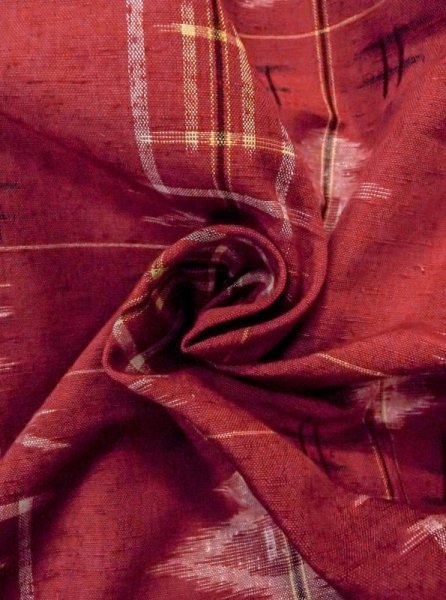 画像12: N0430K  女性用 紬  シルク(正絹)   赤色, 松皮菱 【中古】 【USED】 【リサイクル】 ★★★☆☆ (12)