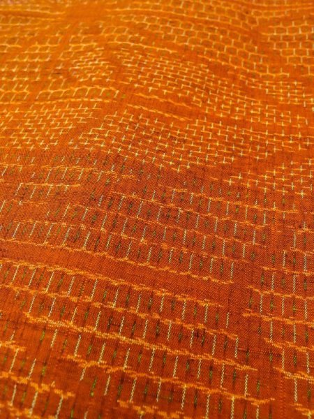 画像8: N0430N Mint  女性用 紬  シルク(正絹)  赤み 茶色, 麻の葉 【中古】 【USED】 【リサイクル】 ★★★★☆ (8)