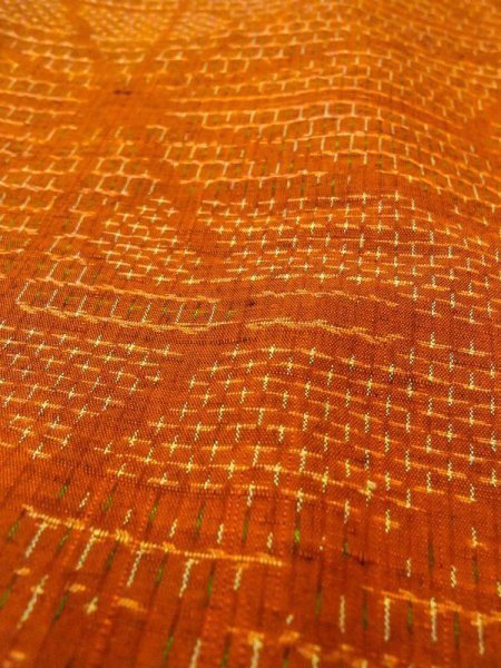 画像10: N0430N Mint  女性用 紬  シルク(正絹)  赤み 茶色, 麻の葉 【中古】 【USED】 【リサイクル】 ★★★★☆ (10)