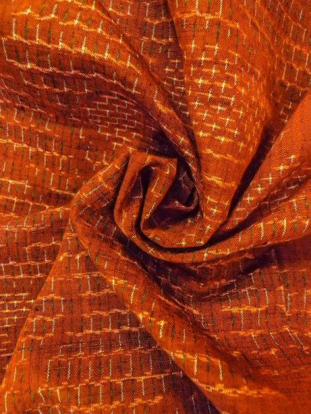 画像12: N0430N Mint  女性用 紬  シルク(正絹)  赤み 茶色, 麻の葉 【中古】 【USED】 【リサイクル】 ★★★★☆ (12)