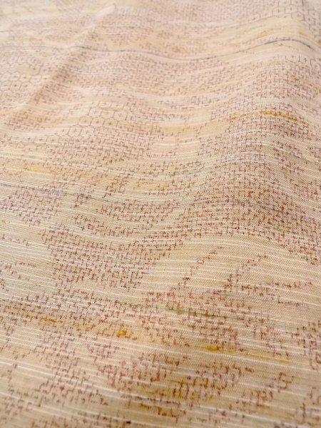 画像8: N0430P  女性用 紬  シルク(正絹)   ベージュ, 花 【中古】 【USED】 【リサイクル】 ★★★☆☆ (8)