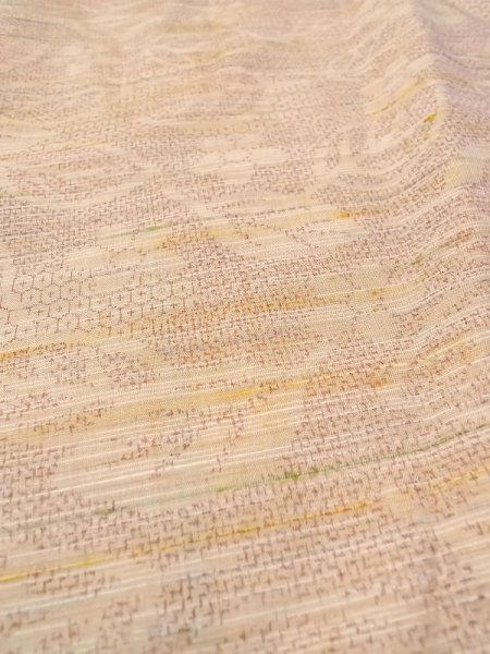 画像9: N0430P  女性用 紬  シルク(正絹)   ベージュ, 花 【中古】 【USED】 【リサイクル】 ★★★☆☆ (9)