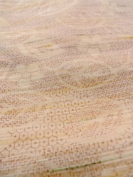 画像10: N0430P  女性用 紬  シルク(正絹)   ベージュ, 花 【中古】 【USED】 【リサイクル】 ★★★☆☆ (10)