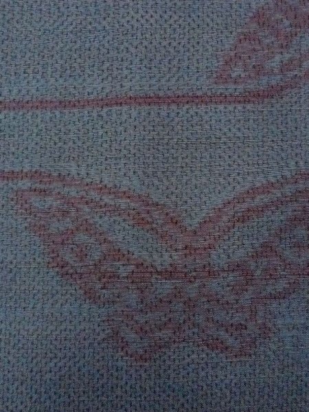 画像7: N0430R Mint  女性用 紬  シルク(正絹)  灰色がかった 水色, 蝶々 【中古】 【USED】 【リサイクル】 ★★★★☆ (7)