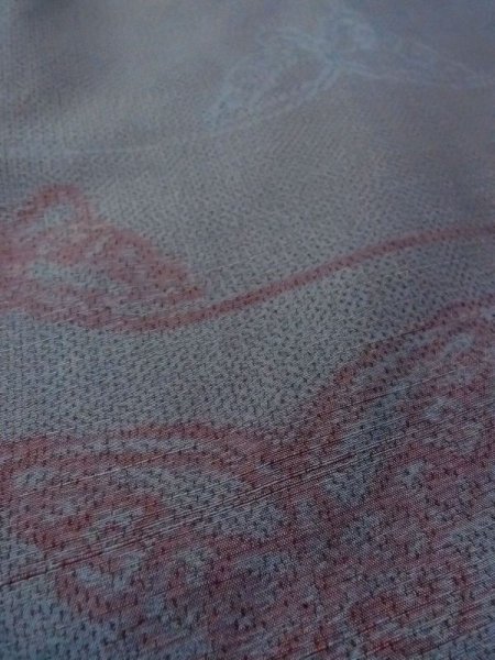 画像9: N0430R Mint  女性用 紬  シルク(正絹)  灰色がかった 水色, 蝶々 【中古】 【USED】 【リサイクル】 ★★★★☆ (9)