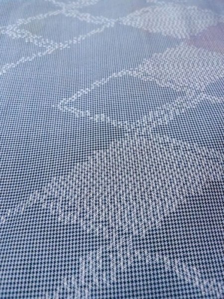 画像10: N0430S  女性用 大島紬  シルク(正絹)  灰色がかった 青, 菱 【中古】 【USED】 【リサイクル】 ★★☆☆☆ (10)