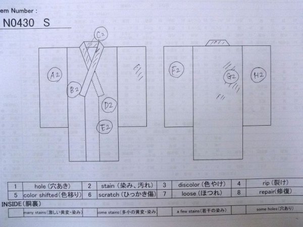 画像13: N0430S  女性用 大島紬  シルク(正絹)  灰色がかった 青, 菱 【中古】 【USED】 【リサイクル】 ★★☆☆☆ (13)