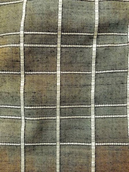 画像7: N0430U  女性用 紬  シルク(正絹)  灰色がかった 緑色, チェック柄 【中古】 【USED】 【リサイクル】 ★★★☆☆ (7)