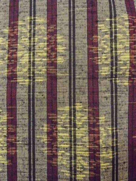 画像7: N0430W  女性用 紬  シルク(正絹)   灰色, 花丸文 【中古】 【USED】 【リサイクル】 ★★★☆☆ (7)