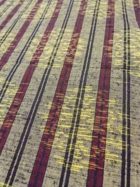 画像8: N0430W  女性用 紬  シルク(正絹)   灰色, 花丸文 【中古】 【USED】 【リサイクル】 ★★★☆☆ (8)