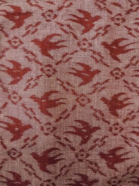 画像4: N0430Z  女性用 紬  シルク(正絹)   えんじ, 鳥 【中古】 【USED】 【リサイクル】 ★★★☆☆ (4)