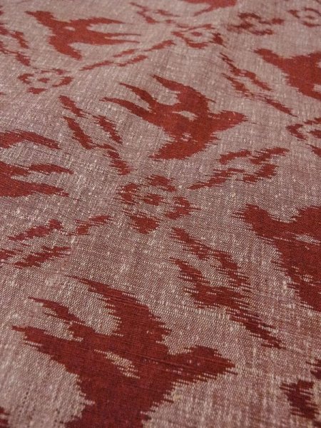 画像8: N0430Z  女性用 紬  シルク(正絹)   えんじ, 鳥 【中古】 【USED】 【リサイクル】 ★★★☆☆ (8)