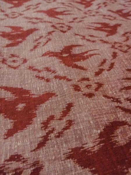 画像10: N0430Z  女性用 紬  シルク(正絹)   えんじ, 鳥 【中古】 【USED】 【リサイクル】 ★★★☆☆ (10)